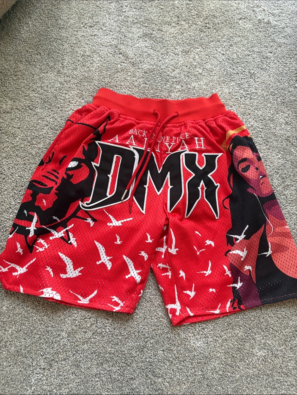 Red Graphic Mesh Athletic Shorts- like new